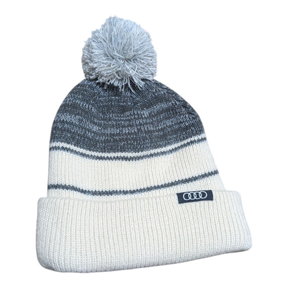 Audi Beanie Winter‎ Skull Cap Hat OSFA Gray White Acrylic - Picture 1 of 4